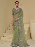 Light Green Pure Banarasi Tuscany Saree